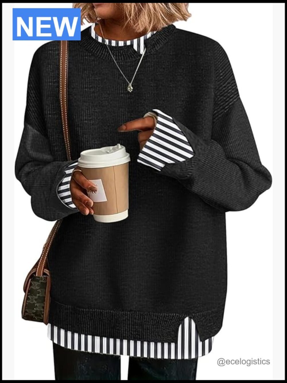 Oversized Cowboy Chic Knit Pullover Sweater Long Sleeve Fall
